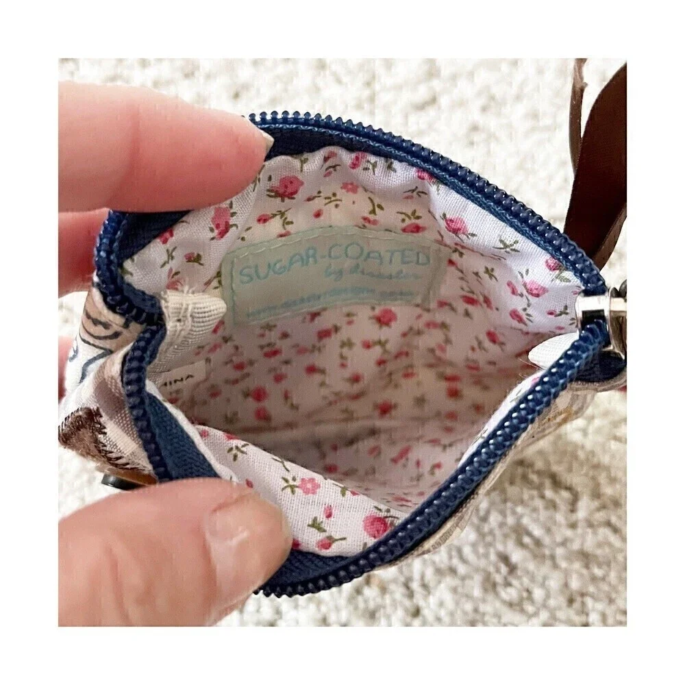 Felt Owl Wristlet | Gingham Stitch Design Moon Fall Pouch Bag Autumn Pink Roses